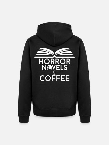 Book Lover Horror Novels and Coffee - Unisex Premium Organic Zip Hoodie - black