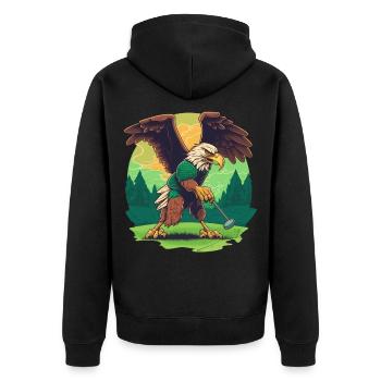 Golf-playing eagle - Unisex Premium Organic Zip Hoodie - black - Back - Nico (187cm)