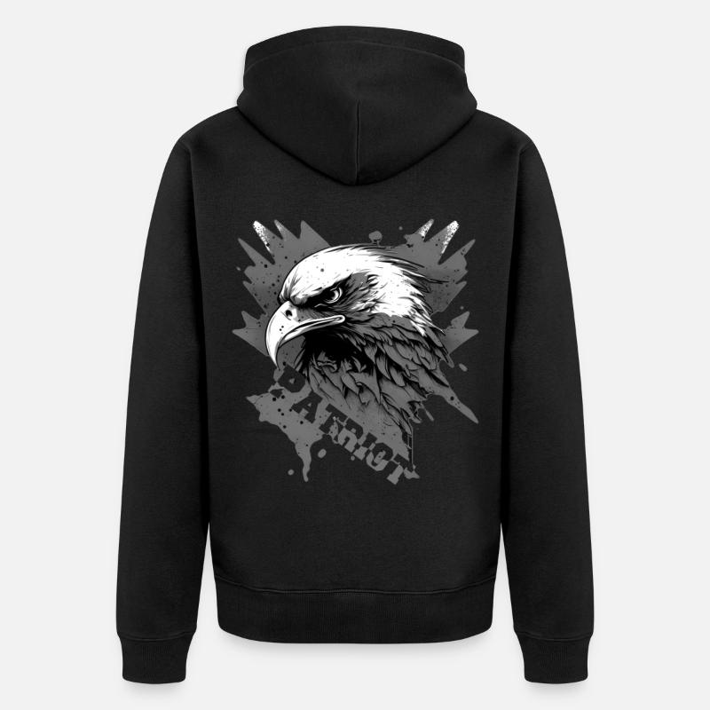 Aigle patriotique avec lettrage - Veste à capuche bio Premium Unisexe - noir
