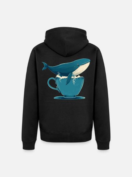 Whale in teacup - Unisex Premium Organic Zip Hoodie - black