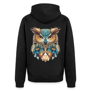 Geometric owl head - Unisex Premium Organic Zip Hoodie - black - Back - Nico (187cm)