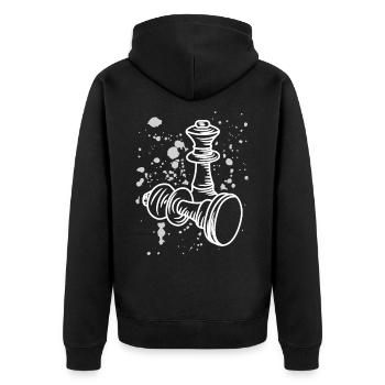 Chess pieces drawing - Unisex Premium Organic Zip Hoodie - black - Back - Nico (187cm)