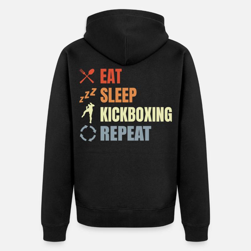 Manger du sommeil Kickbox Répéter - Veste à capuche bio Premium Unisexe - noir