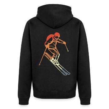 Vintage Skiläufer - Unisex Premium Bio Zip Hoodie - Schwarz - Hinten - Nico (187cm)
