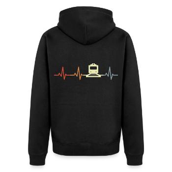 Trains ECG palpitations - Unisex Premium Organic Zip Hoodie - black - Back - Nico (187cm)
