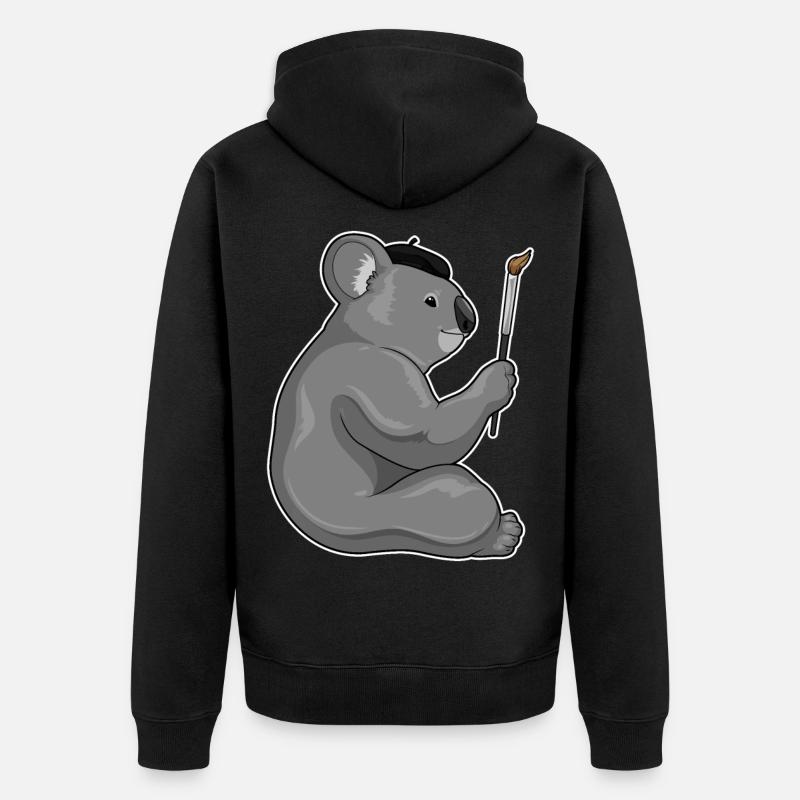 Koala Malen Pinsel - Unisex Premium Bio Zip Hoodie - Schwarz