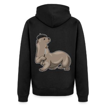 Peinture au pinceau de Peintre Loutre - Veste à capuche bio Premium Unisexe - noir - Dos - Nico (187cm)