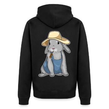 Hase Landwirt Weizen Bauernhof - Unisex Premium Bio Zip Hoodie - Schwarz - Hinten - Nico (187cm)