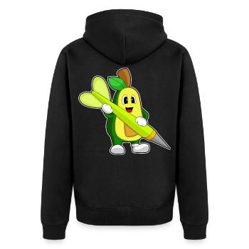 Avocado Dart Dartpfeil - Unisex Premium Organic Zip Hoodie - black - Back - Nico (187cm)