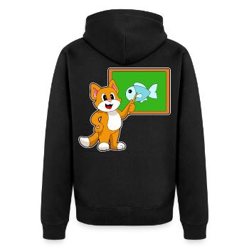 École du professeur chat pointant des bâtons - Veste à capuche bio Premium Unisexe - noir - Dos - Nico (187cm)