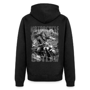 Outlaw Motorcycle Biker black white - Unisex Premium Organic Zip Hoodie - black - Back - Nico (187cm)