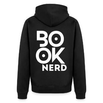 Funny Reading Book Nerd - Unisex Premium Organic Zip Hoodie - black - Back - Nico (187cm)