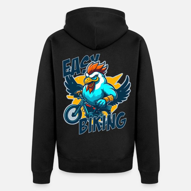 Coq avec vélo et lettrage - Veste à capuche bio Premium Unisexe - noir