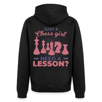 Chess Girl - Unisex Premium Organic Zip Hoodie - black - Back - Nico (187cm)