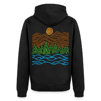 Seltsame Landschaft - Unisex Premium Bio Zip Hoodie - Schwarz - Hinten - Nico (187cm)