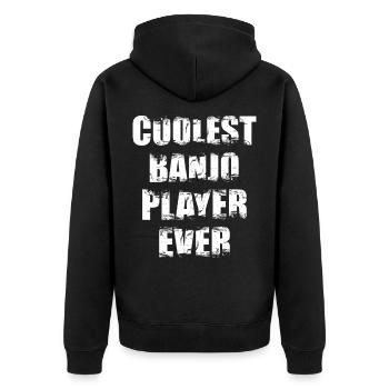Coolster Banjospieler - Unisex Premium Bio Zip Hoodie - Schwarz - Hinten - Nico (187cm)