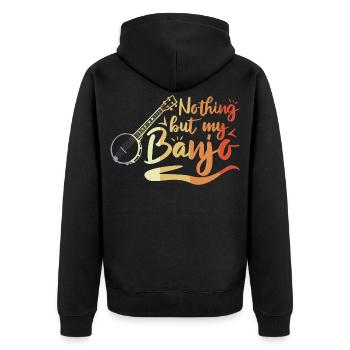 Witziger Banjospieler Spruch - Unisex Premium Bio Zip Hoodie - Schwarz - Hinten - Nico (187cm)