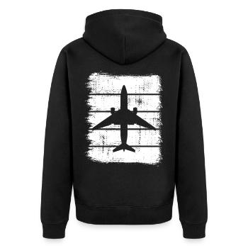 Flugzeuge Skizze - Unisex Premium Bio Zip Hoodie - Schwarz - Hinten - Nico (187cm)