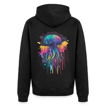 Colorful large jellyfish - Unisex Premium Organic Zip Hoodie - black - Back - Nico (187cm)