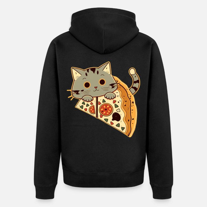 Pizza avec chat - Veste à capuche bio Premium Unisexe - noir