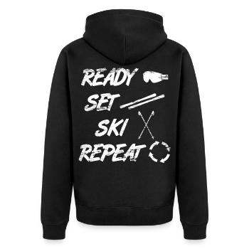 Spruch Skifahrer - Unisex Premium Bio Zip Hoodie - Schwarz - Hinten - Nico (187cm)