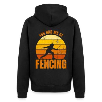 Fecht Witz - Unisex Premium Bio Zip Hoodie - Schwarz - Hinten - Nico (187cm)