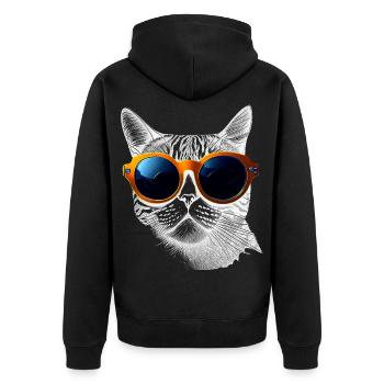 Coole Katzen-Vibes - Unisex Premium Bio Zip Hoodie - Schwarz - Hinten - Nico (187cm)