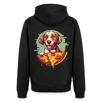 Dog with pizza - Unisex Premium Organic Zip Hoodie - black - Back - Nico (187cm)
