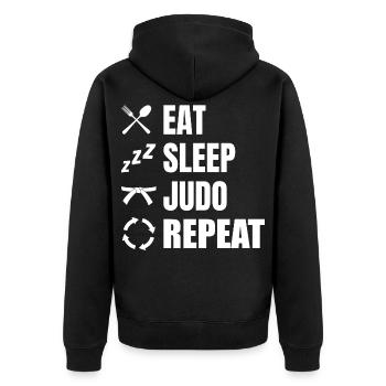 Judo schedule - Unisex Premium Organic Zip Hoodie - black - Back - Nico (187cm)