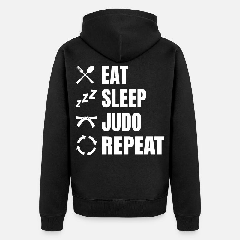 Judo Zeitplan - Unisex Premium Bio Zip Hoodie - Schwarz