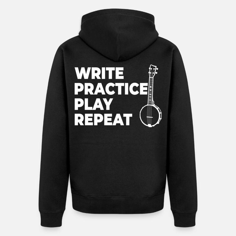 Writing, practicing, playing, repeating - Unisex Premium Organic Zip Hoodie - black