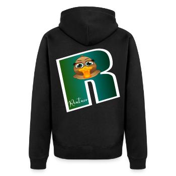 Abschiedsgeschenke Rente Ente - Unisex Premium Bio Zip Hoodie - Schwarz - Hinten - Nico (187cm)