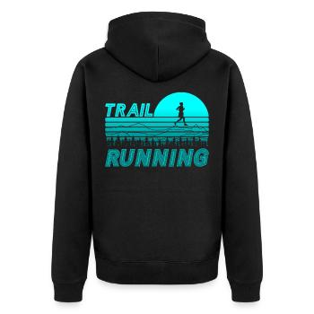 Trail running in the blue sunset with mountains - Unisex Premium Organic Zip Hoodie - black - Back - Nico (187cm)
