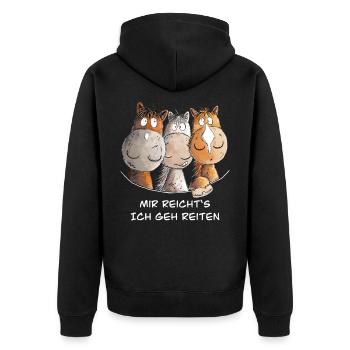 Mir Reichts Ich Geh Reiten Pferde Spruch I Reiter - Unisex Premium Bio Zip Hoodie - Schwarz - Hinten - Nico (187cm)