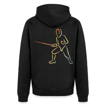 Vintage Fechter - Unisex Premium Bio Zip Hoodie - Schwarz - Hinten - Nico (187cm)