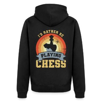I'd Rather Be Playing Chess - Unisex Premium Organic Zip Hoodie - black - Back - Nico (187cm)