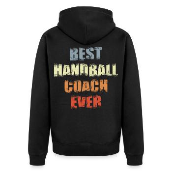 Drôle d’entraîneur de handball - Veste à capuche bio Premium Unisexe - noir - Dos - Nico (187cm)