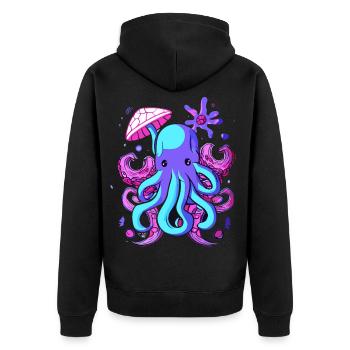 Octo Jelly Oktopus Meerestier - Unisex Premium Bio Zip Hoodie - Schwarz - Hinten - Nico (187cm)