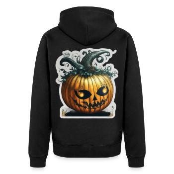 Pumpkin - Unisex Premium Organic Zip Hoodie - black - Back - Nico (187cm)