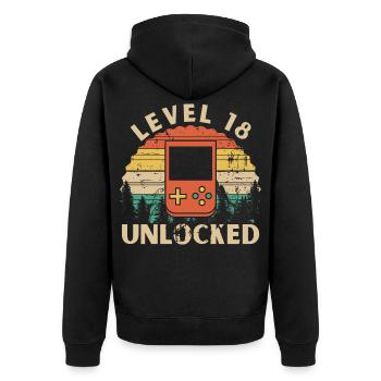 Level 18 Unlocked - Veste à capuche bio Premium Unisexe - noir - Dos - Nico (187cm)