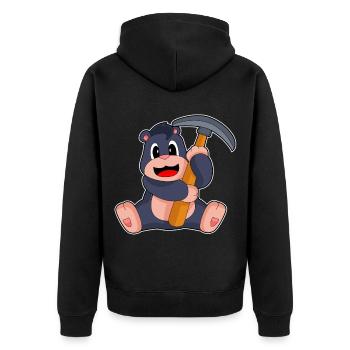 Maulwurf Bergarbeiter Spitzhacke Bergbau - Unisex Premium Bio Zip Hoodie - Schwarz - Hinten - Nico (187cm)