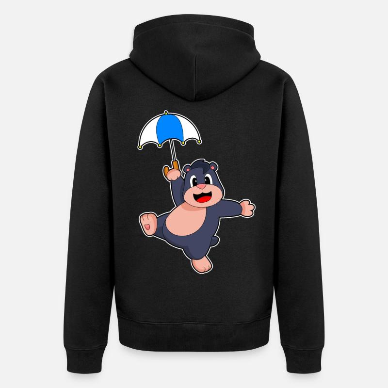 Maulwurf Regenschirm - Unisex Premium Bio Zip Hoodie - Schwarz