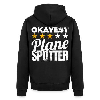 Average Planespotter - Unisex Premium Organic Zip Hoodie - black - Back - Nico (187cm)
