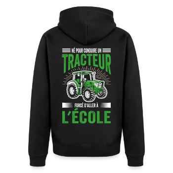 Idée Cadeau Tracteur Fermier Agriculteur Drôle - Veste à capuche bio Premium Unisexe - noir - Dos - Nico (187cm)