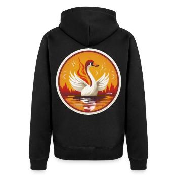 Schwan - Unisex Premium Bio Zip Hoodie - Schwarz - Hinten - Nico (187cm)