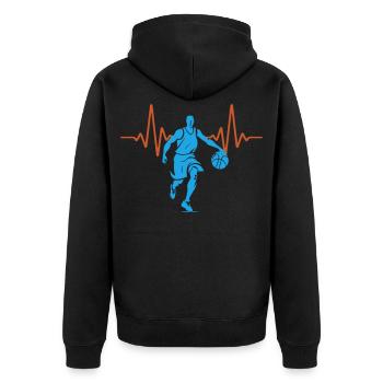 ECG Heartbeat Basketball Pulse | Couleurs changeantes - Veste à capuche bio Premium Unisexe - noir - Dos - Nico (187cm)