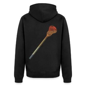 Lacrosse Stick Sketch - Unisex Premium Organic Zip Hoodie - black - Back - Nico (187cm)