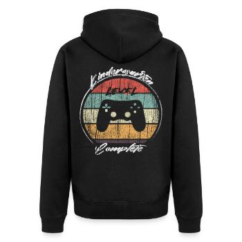 Kindergarten Level Complete Gamer - Unisex Premium Bio Zip Hoodie - Schwarz - Hinten - Nico (187cm)