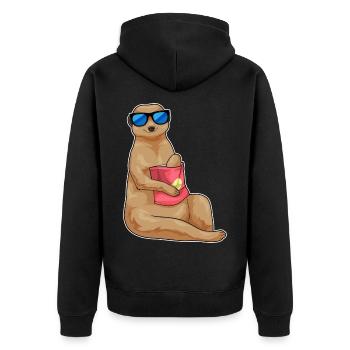 Meerkat Shopping Bag - Unisex Premium Organic Zip Hoodie - black - Back - Nico (187cm)