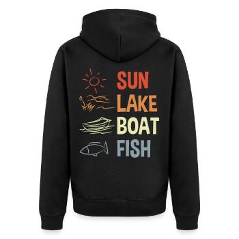 Fischer Spruch - Unisex Premium Organic Zip Hoodie - black - Back - Nico (187cm)